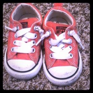 Orange converse slip on